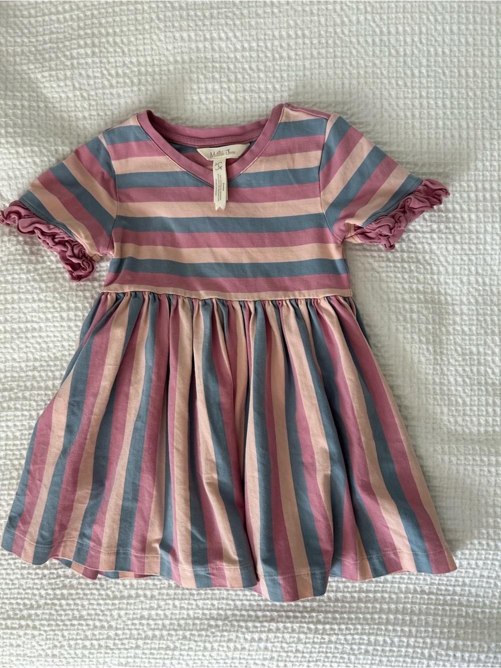 Matilda Jane Pink, Blue & Cream Striped Twirl Dress size 2